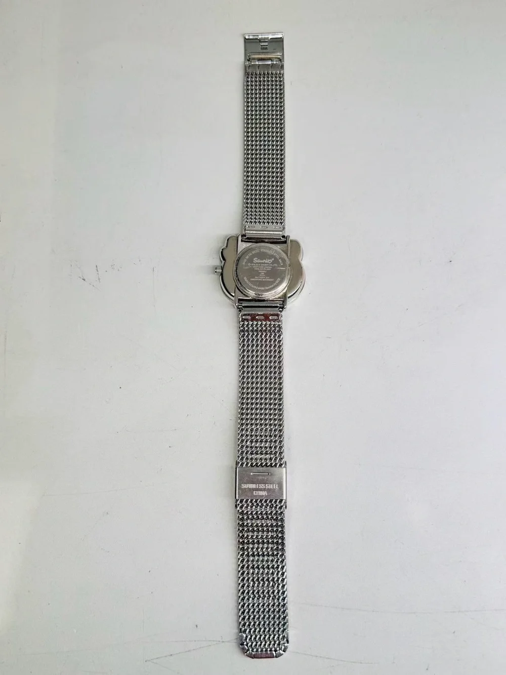 Hello Kitty Sanrio Quartz Silver Mesh Bracelet Watch Cute Face Runs New Battery